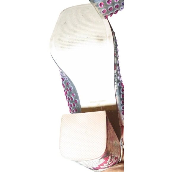 Steve Madden Multicolor Rhinestone Embellished Snake Skin Heeled Mules Size 6 - Picture 8 of 10